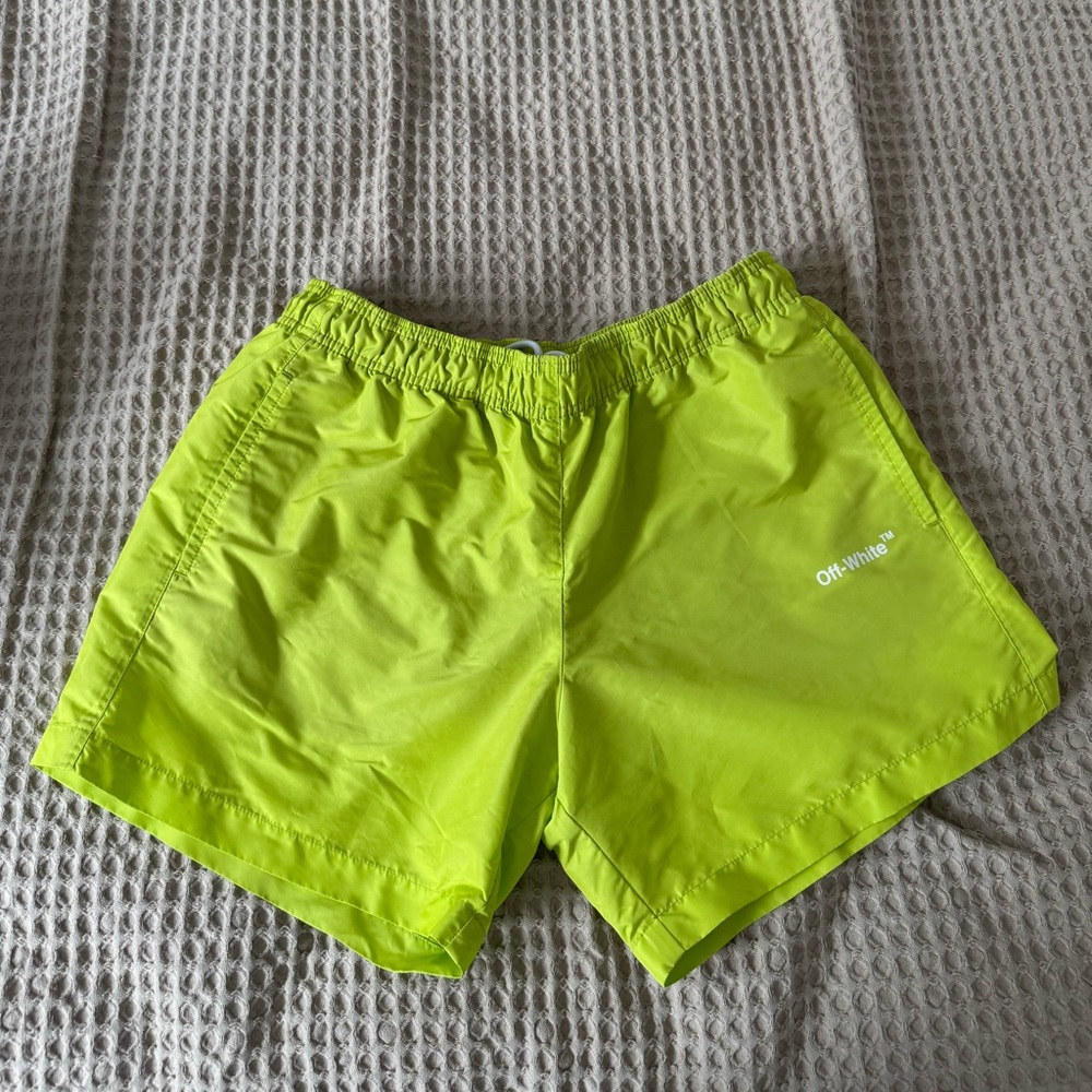 Off-White Neon Green Swim Shorts